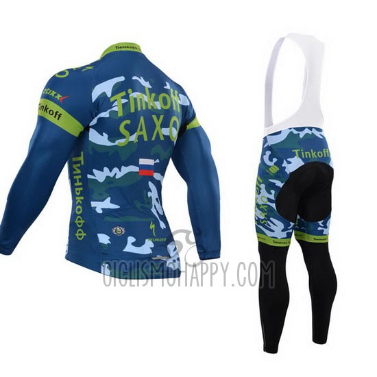 Tinkoff Saxo Bank Cycling Jersey Bib Tight 2015 Long Sleeve Sky Blue and Blue
